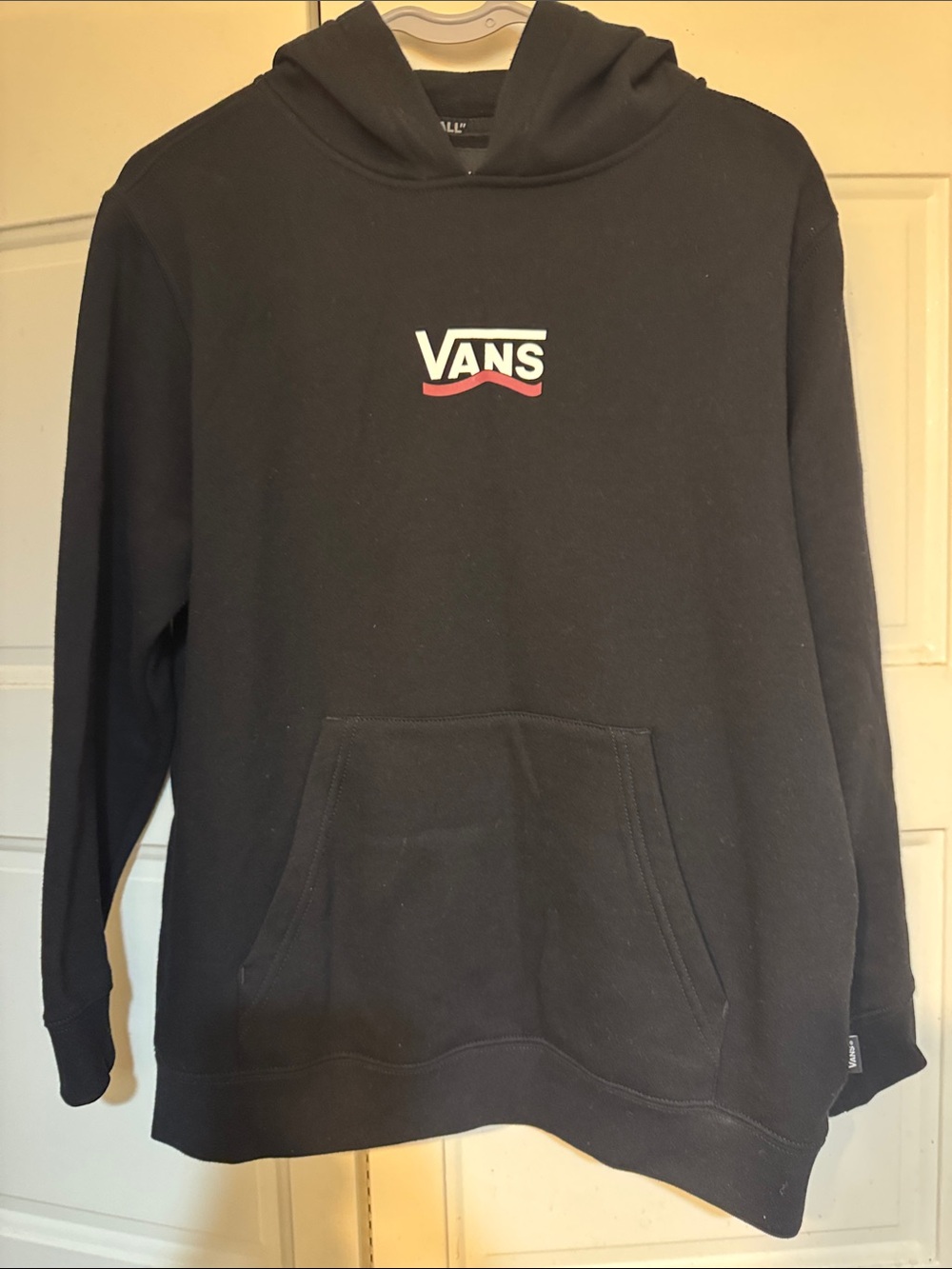Vans Black Crewneck Hoodie with White and Red Logo